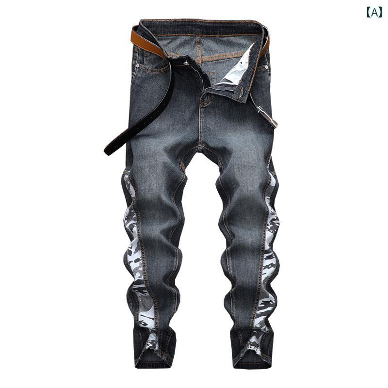 メンズ ジーンズ ジーパン デニム カジュアル おしゃれ 個性的 パンツ ストリートファッション ボトムス ズボン ロングパンツ 韓国