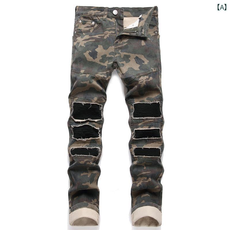 メンズ ジーンズ ジーパン デニム カジュアル パンツ パンク ストリートファッション ボトムス ズボン ロングパンツ