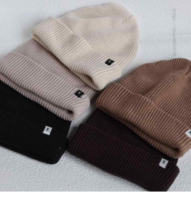 ニット帽 春秋冬 尖った ファッション ニット ウール 帽子 韓国 シンプル ラベル 暖かい カジュアル 防寒帽子 ユニセックス