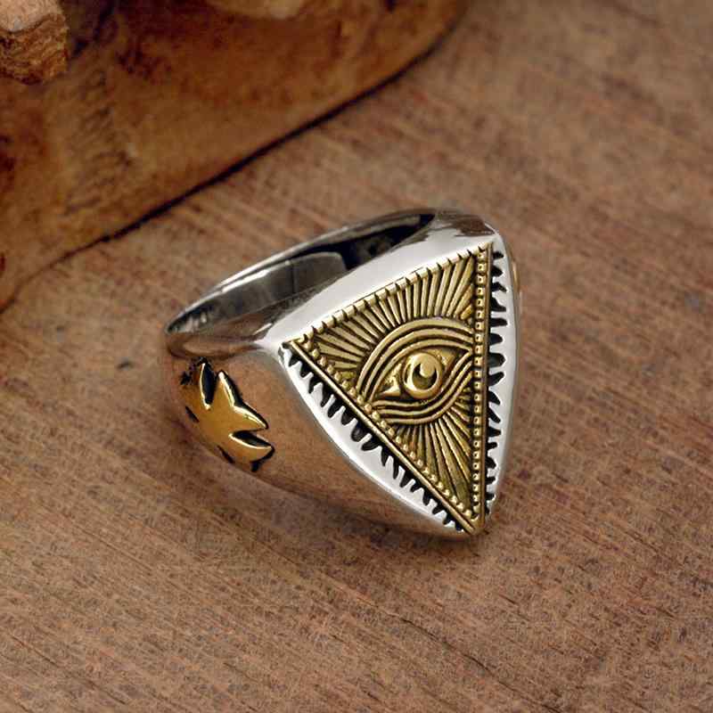 指輪 個性的 スター リング シルバー ホルスの目 リビング 誇張 ホルスの目 メンズ タイ シルバー レトロ アクセサリー