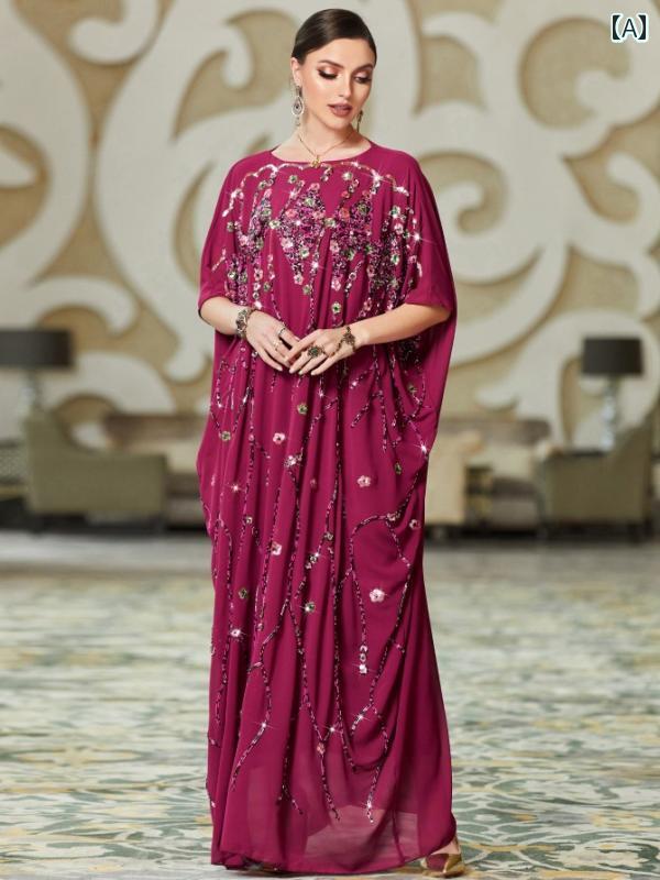 エスニック アラビアン レディース ドレス ロング スカート 中東 ローブ 大きいサイズ ファッション エレガント
