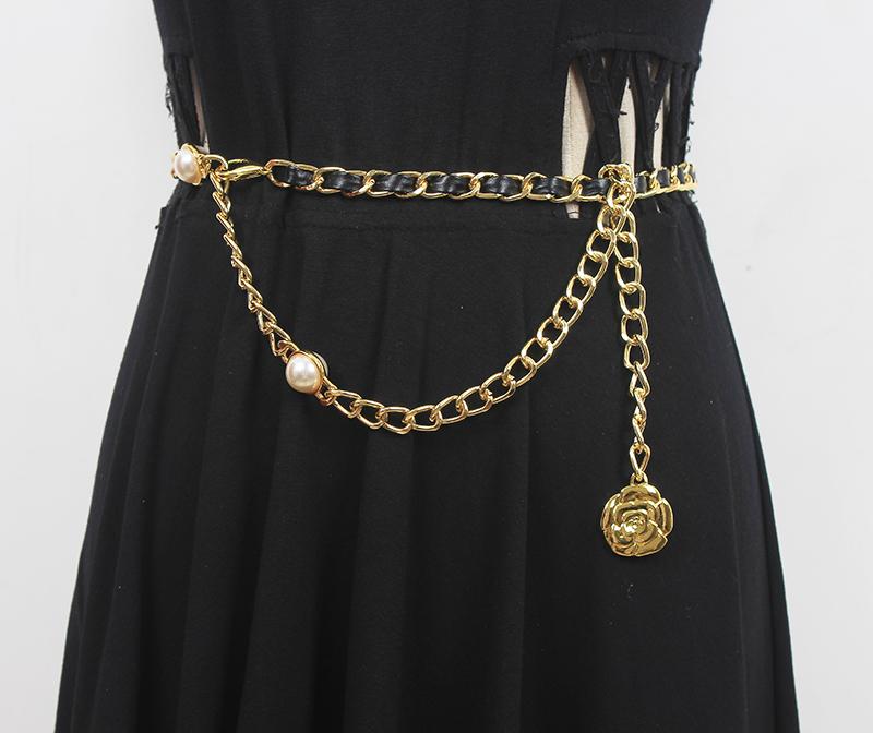 レディース 韓国 ウエスト ロープ メタル チェーン 薄手 ベルト 装飾 ドレス セーター 小さい アクセサリー 装飾品