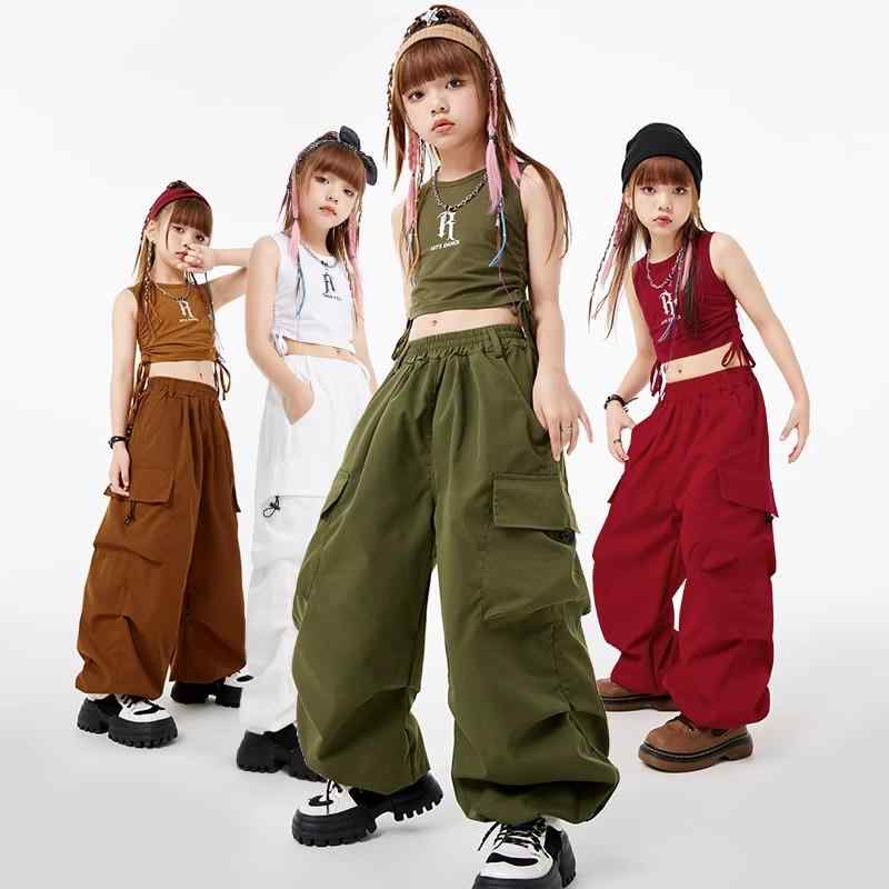 キッズ ストリート ファッション セットアップ 子供服 ヒップ ホップ クール ジャズ ダンス パフォーマンス カジュアル 衣装 ガール 夏