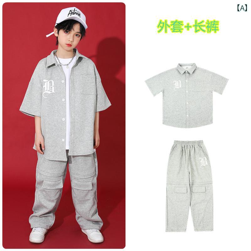 キッズ ストリート ファッション セットアップ 子供用 ヒップ ホップ スーツ 男の子 ダンス パフォーマンス ユニセックス 服