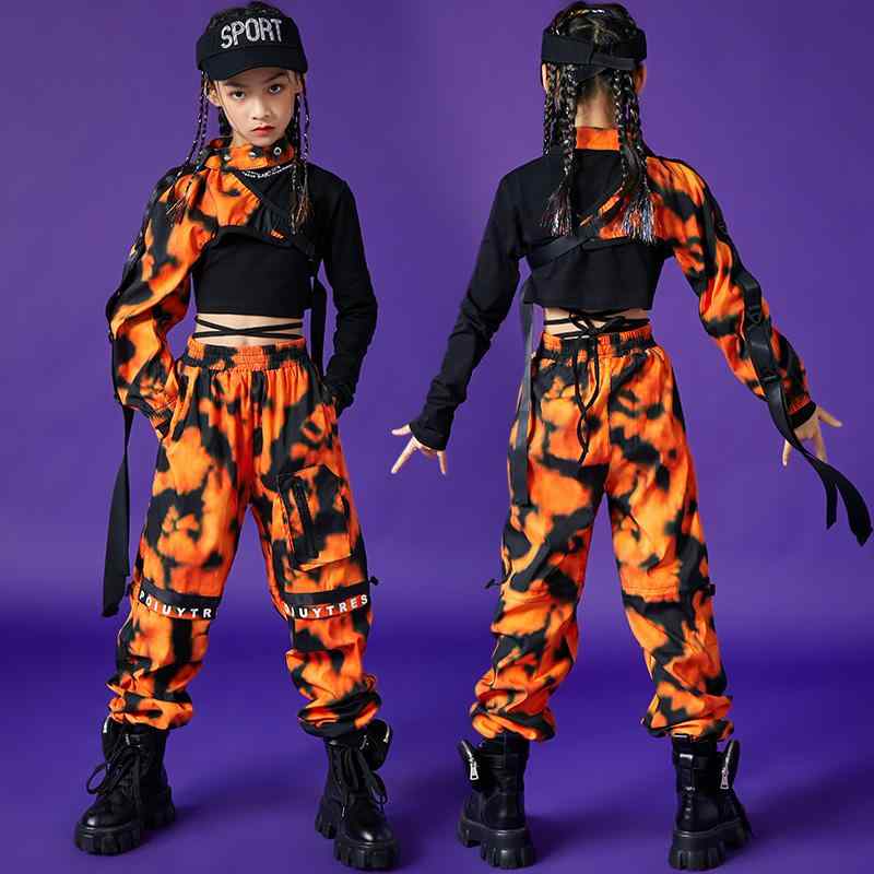 キッズ ストリート ファッション セットアップ 子供服 ヒップ ホップ クール ダンス パフォーマンス 衣装 ガールズ 女の子 韓国