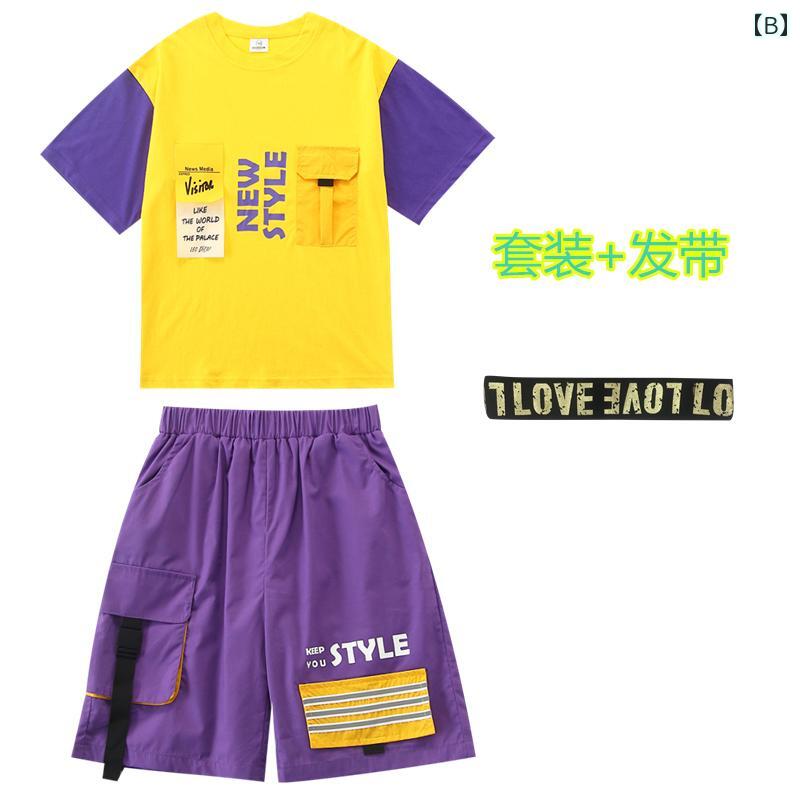 キッズ ストリート ファッション セットアップ 子供服 ヒップ ホップ クール ダンス パフォーマンス カジュアル 衣装 ユニセックス 3