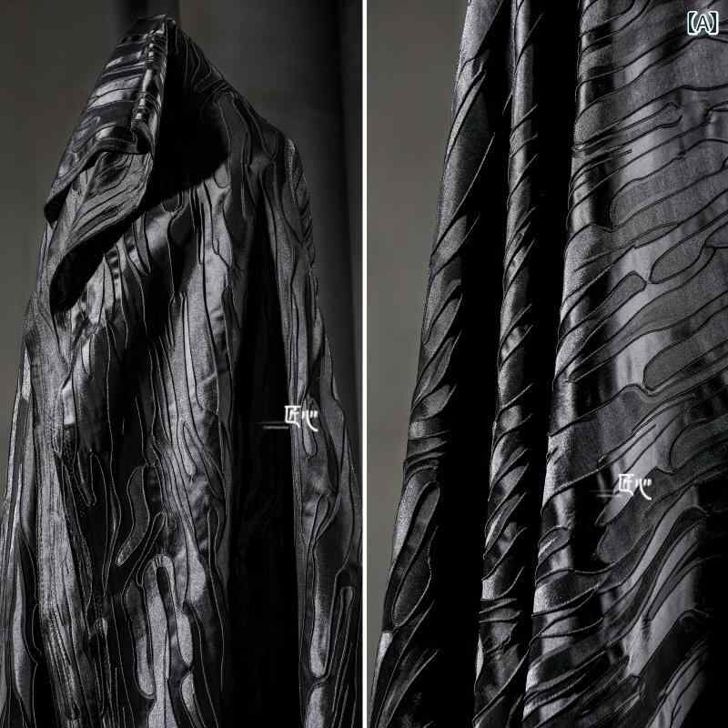 カットクロス デザイナー 生地 幅150cm 長さ50cm diy素材 布 黒 抽象的 フェイスマスク 三次元 ジャカード テクスチャ 衣類生地 ドレス スーツ