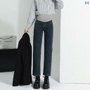 マタニティパンツ 秋冬 アウターウェア 暖かい ジーンズ 冬 裏起毛 厚手 ボトム ストレート パンツ 冬服 妊婦 ファッション 2