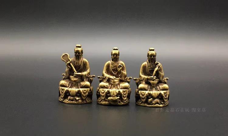 中国風 アクセサリー 置き物 アンティーク 職人 技 真鍮製 装飾品 銅製 道徳的 ミニ 仏像3体