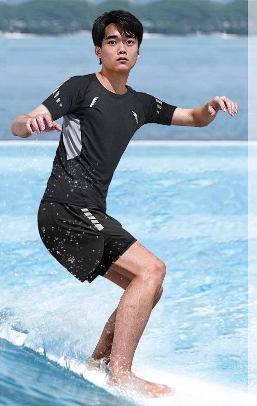 水着 メンズ 大人 水泳用品 パンツ メンズ 全身 ビーチ サーフィン 2層構造 長袖 半袖 速乾 通気性 ロング 3点セット 4点セット