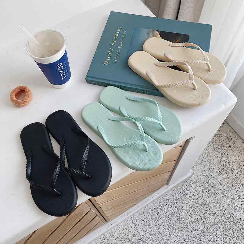レディース 韓国 ファッション 靴 シューズ フラット スリッパ ビーチ サンダル 夏 ソリッド カラー シンプル