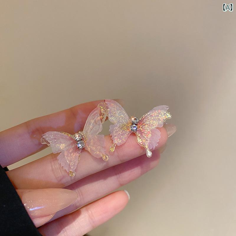 ピアス 925 合金 生地 ピアス グラデーション風 さわやか 蝶 アクセサリー ファッション 女性用 レディース オシャレ ファッション