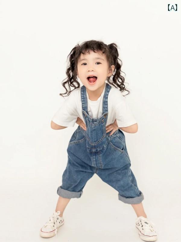 子供 キッズ ガールズ ファッション 服 写真 撮影 小道具 レトロ フォト スタジオ 衣装 かわいい おしゃれ デニム ジーンズ ドレス