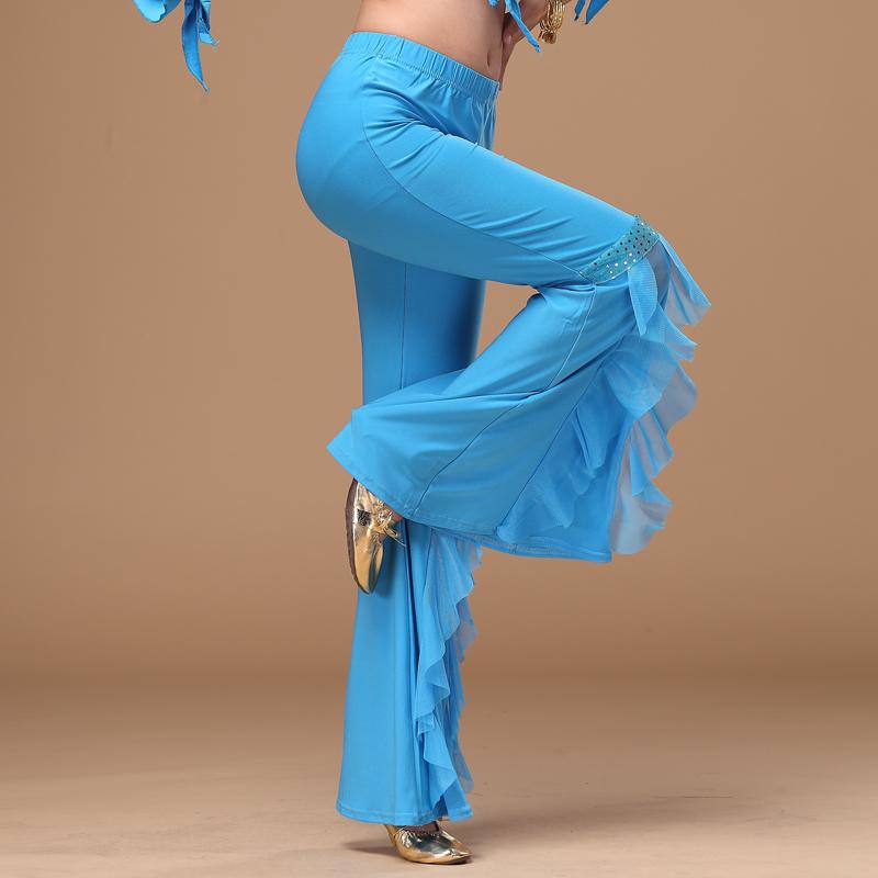 レディース ダンス ファッション 服 ベリーダンス 練習 スリム パンツ 蓮の葉 ボトム ズボン フリル