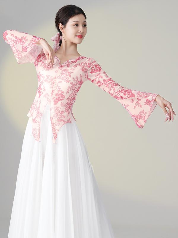 クラシック ダンス トップス エレガント レディース 練習服 パフォーマンス 衣装 魅力的 ピンク