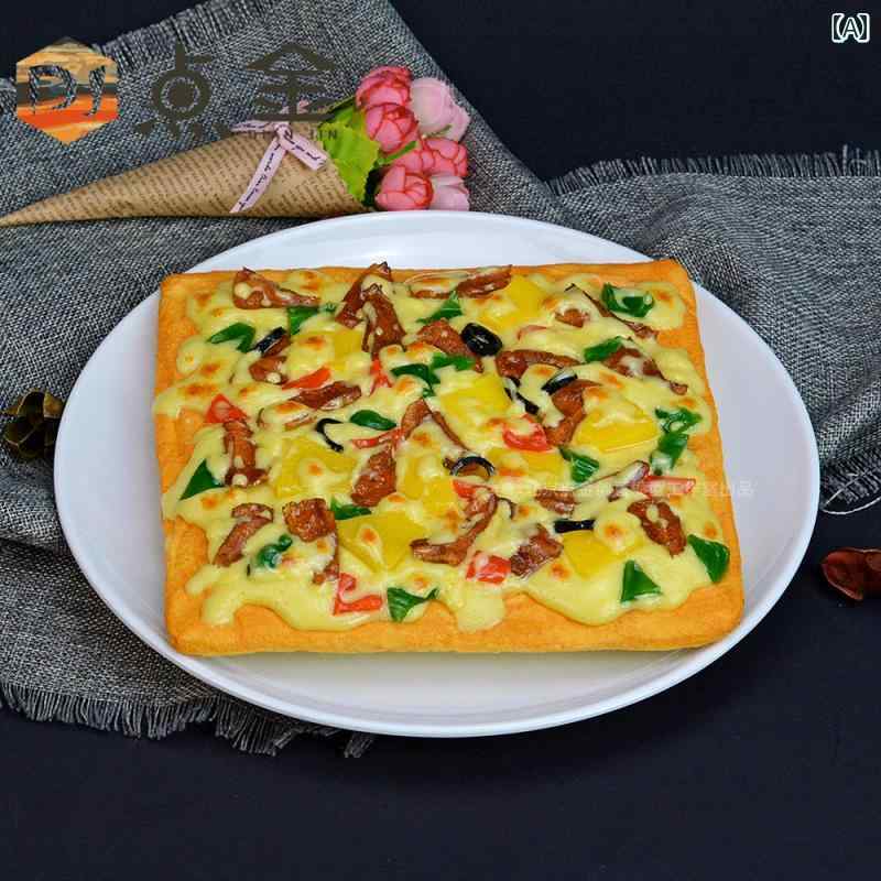 食品 サンプル リアル 見本 食玩 模擬 真四角 ピザ チーズ イカ 洋食 レストラン ウィンドウ ディスプレイ 撮影 小道具