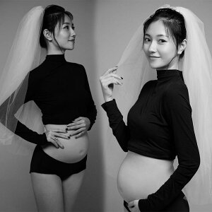 マタニティ フォト 衣装 おしゃれ 記念 妊婦 写真 撮影 スタジオ シンプル 黒 無地 モダン 妊娠 フリーサイズ モノトーン かわいい 長袖