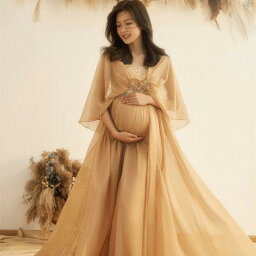 マタニティ フォト 衣装 おしゃれ 妊婦 フォト スタジオ 妊娠 アート 写真 撮影 レトロ シャンパン ドレス ワンピース フリーサイズ かわいい エレガント