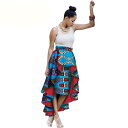 ファッション レディース 南米 アフリカ 民族衣装 アフリカン プリント スカート 綿 ワックス 布 ロング プリーツ