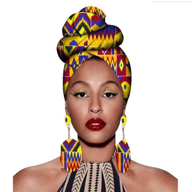 楽天サークルYouファッション レディース 南米 アフリカ 民族 アクセサリー ジュエリー 布 綿 ターバン ワックス クロス 耳飾り セット