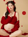 フォト 衣装 マタニティ おしゃれ 記念 思い出 フォト スタジオ 妊婦 写真 撮影 お祝い かわいい 赤 セット ママ 自宅 フリーサイズ カジュアル レッド ホーム