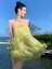 レディース ファッション ドレス ワンピース リゾート ホルターネック ショート丈 スカート シフォン 写真 ビーチ