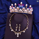 子供 王冠 ティアラ プリンセス 誕生日 韓国 クリスタル ガール パフォーマンス ネックレス イヤリング クラウン 3個セット