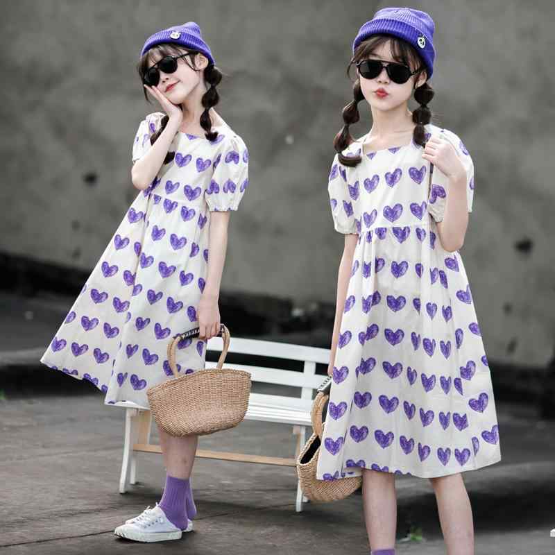 女の子 ドレス 夏 薄手 韓国 大きいサイズ 子供用 キッズ ガールズ Aラインスカート 半袖 コットン 綿