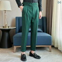 パンツ スラックス メンズ 大人 ビジネス オフィス カジュアル ブリティッシュ スタイリッシュ 紳士 ファッション 韓国