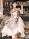 レディース ゴスロリ サブカル ファッション 女性用 ロリータ 中国 ゴシック プリンセス 夏 ドレス ワンピース チョーカー ネックレス