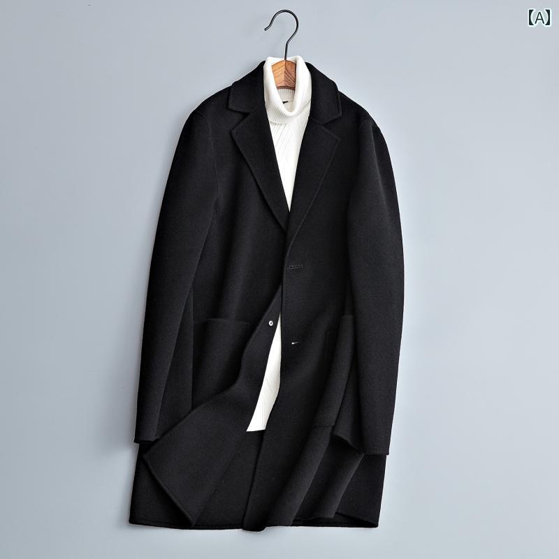 メンズ 男性 秋冬 ファッション シングルブレスト ブラック キャメル アメリカン シンプル ミディアム レジャー ジャケット