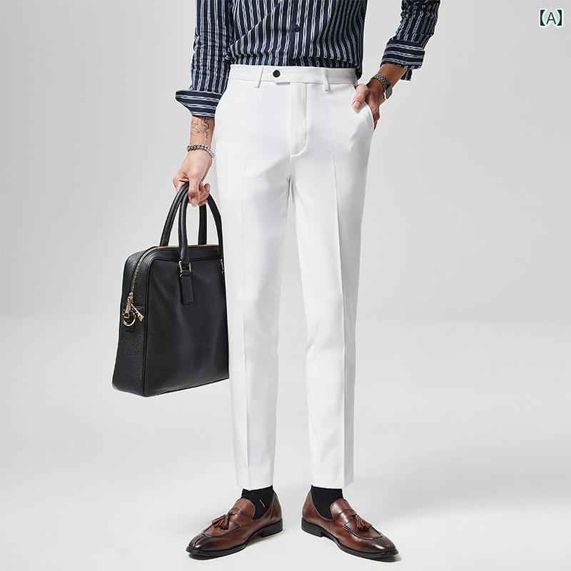 スラックス スーツ パンツ メンズ 男性 ファッション ボトムス ビジネス カジュアル 紳士 フォーマル ズボン ロング パンツ スリムフィット 1