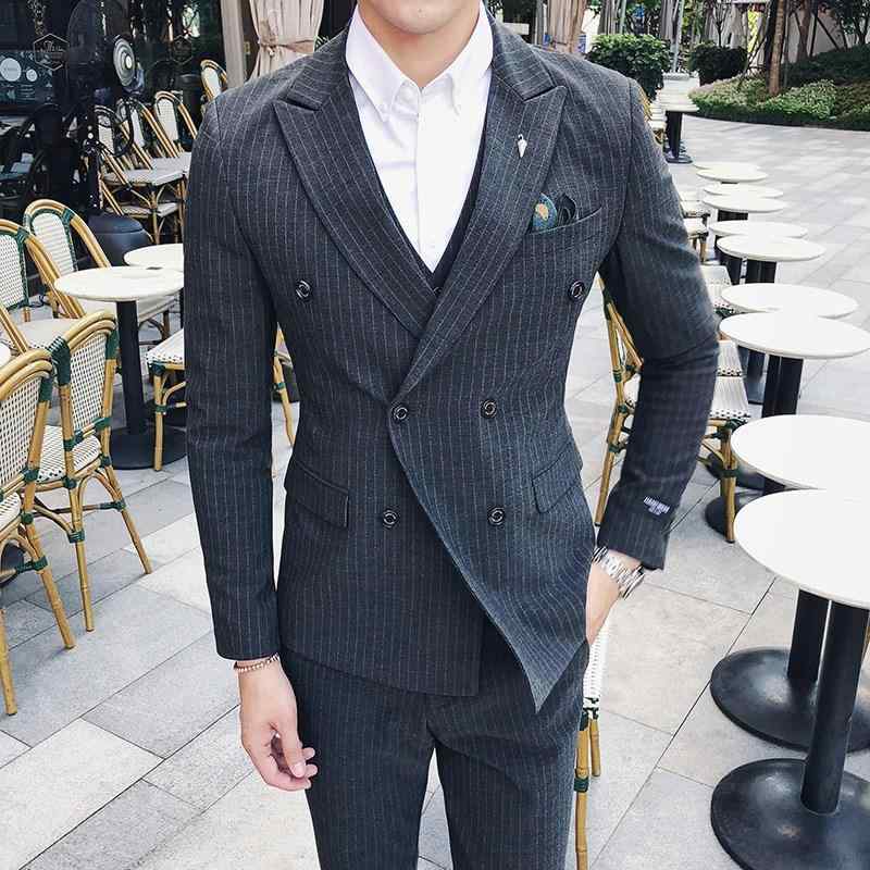 メンズ ダブルブレスト スーツ スリム 韓国 ビジネス フォーマルドレス 新郎 ウェディングドレス スーツ スリムフィット