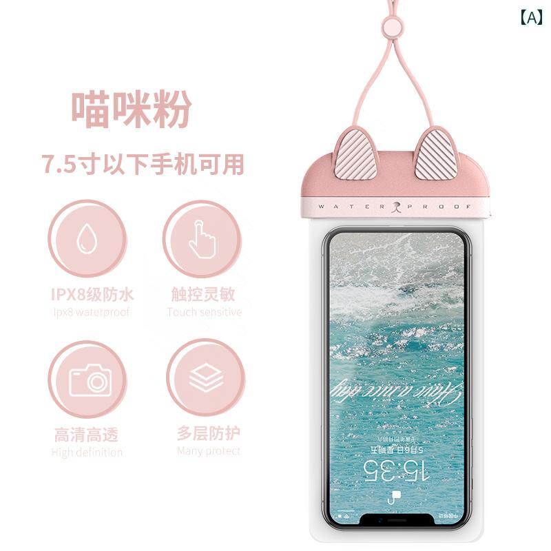 プール スマホケース 携帯電話 防水 バッグ 透明 防塵 密閉 ダイビング タッチ スクリーン 水泳 ストラップ メンズ レディース