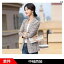 レディース ジャケット 韓国 カジュアル 女性用 薄手 夏 サマー 七分袖 スリムフィット 大人 きれい ビスコース スタイリッシュ