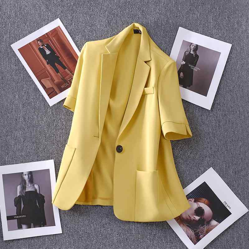 レディース 白 スーツ ジャケット ファッション 薄手 夏 半袖 カジュアル 小さい ショート パンツ 黄色 スーツ襟 大きいサイズ 通勤 かわいい おしゃれ