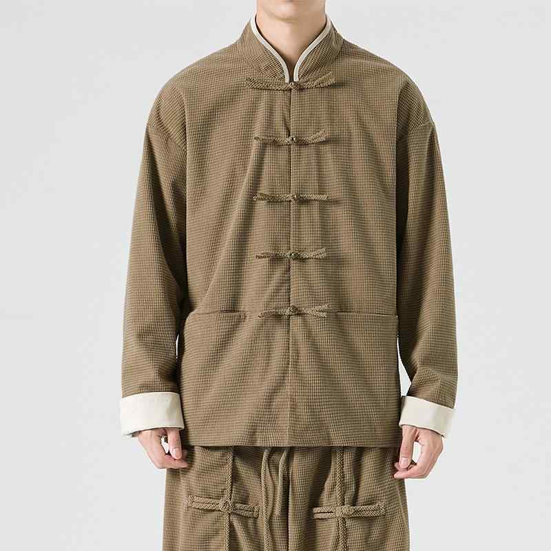 メンズ ファッション トップス ジャケット ゆったり 中華 ジャケット レトロ チャイナ風 唐装 男性 漢服 カジュアル 長袖 秋