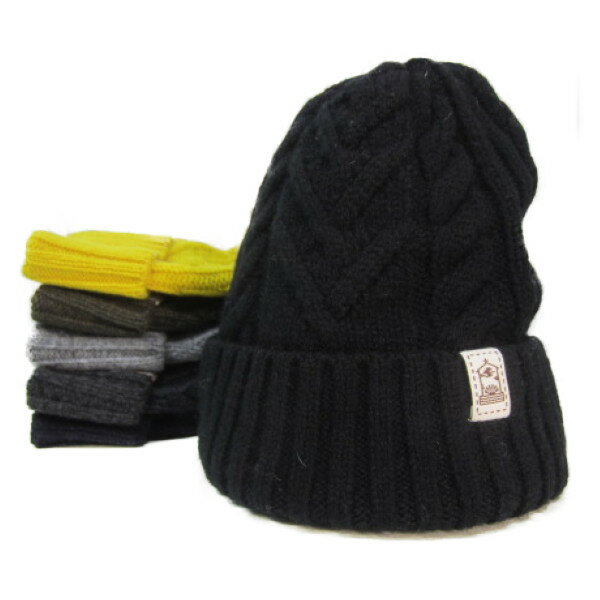 【NEW MODEL】[メール便可] INVERALLAN [knit cap][319042][cable][lambswool][label tag][6c] インバーアラン ニットキャップ ケーブル ウール