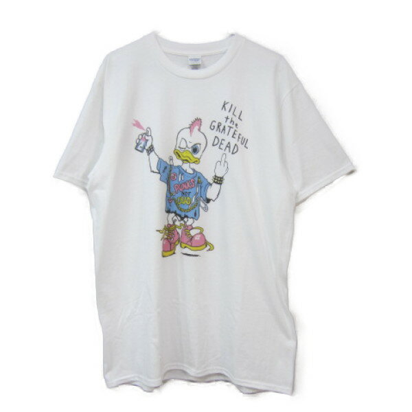 [メール便可] ROCK TEE [NIRVANA][Punk Rock Duck][Kurt Cobain][ss][white] ロックTシャツ ニルヴァーナ カートコバーン Punk Rock Duck プリント T バンドT