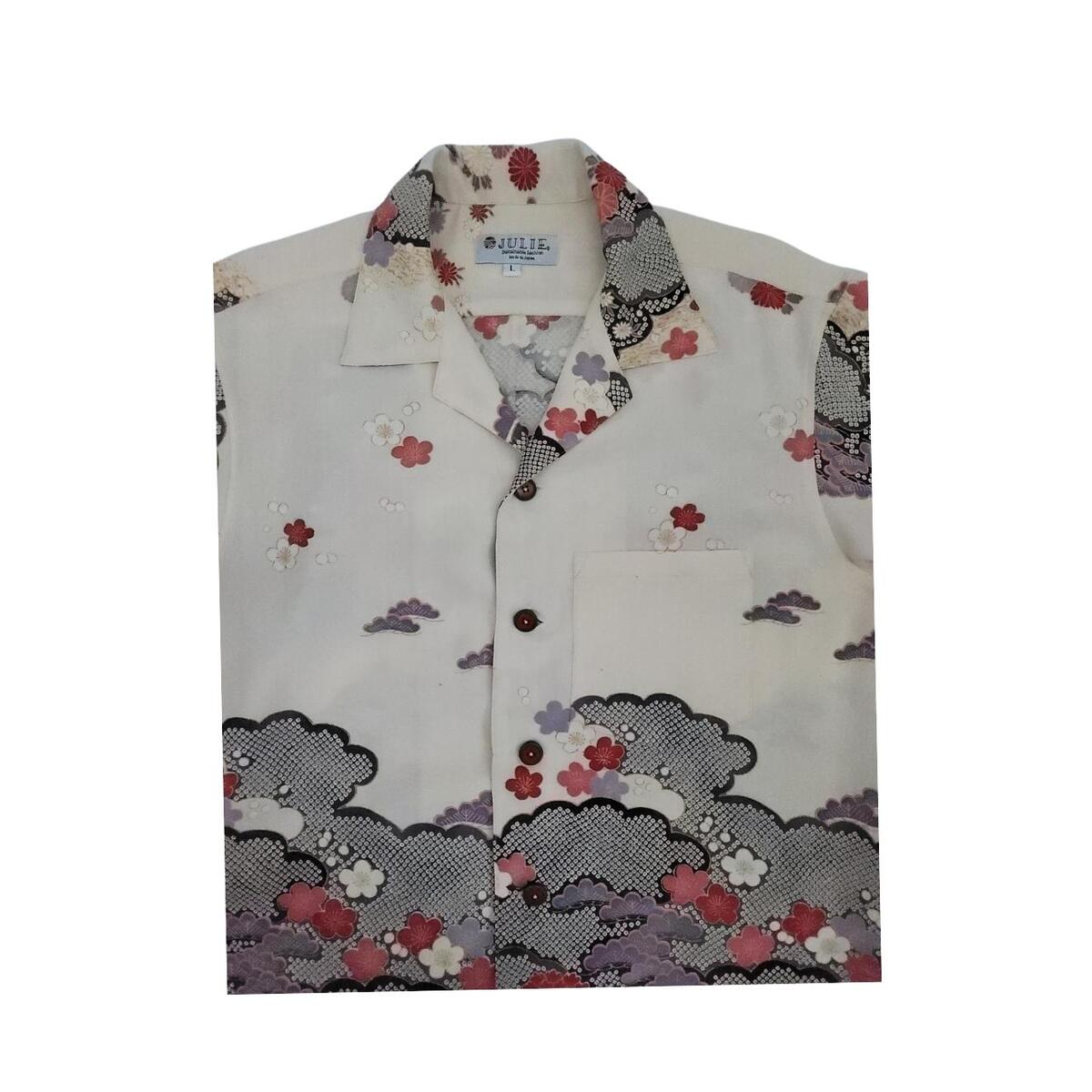 アロハシャツ 着物リメイク 着物シャツ 着物 着物アロハシャツ 和服 和柄 ドレスシャツ シャツ 半袖 男女兼用 シルク 正絹 国産 プレゼント 贈り物 一点もの お洒落 サスティナブル