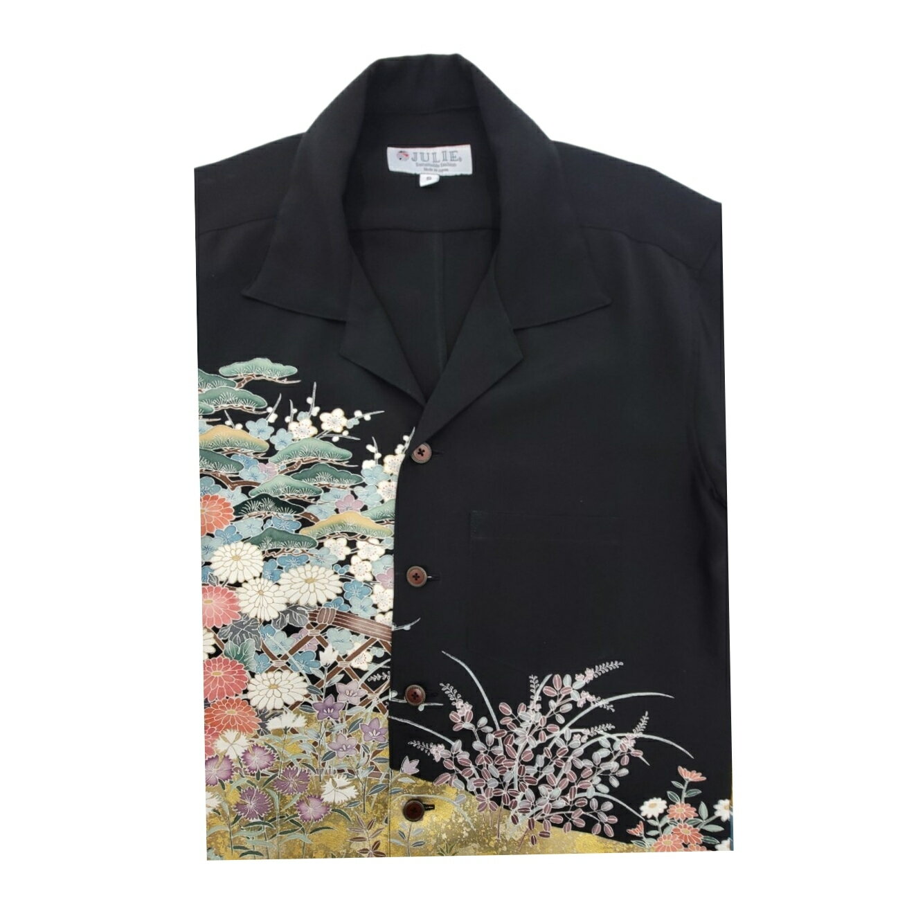 アロハシャツ 着物リメイク 着物シャツ 着物 着物アロハシャツ 和服 和柄 ドレスシャツ シャツ 半袖 男女兼用 シルク 正絹 国産 プレゼント 贈り物 一点もの お洒落 サスティナブル