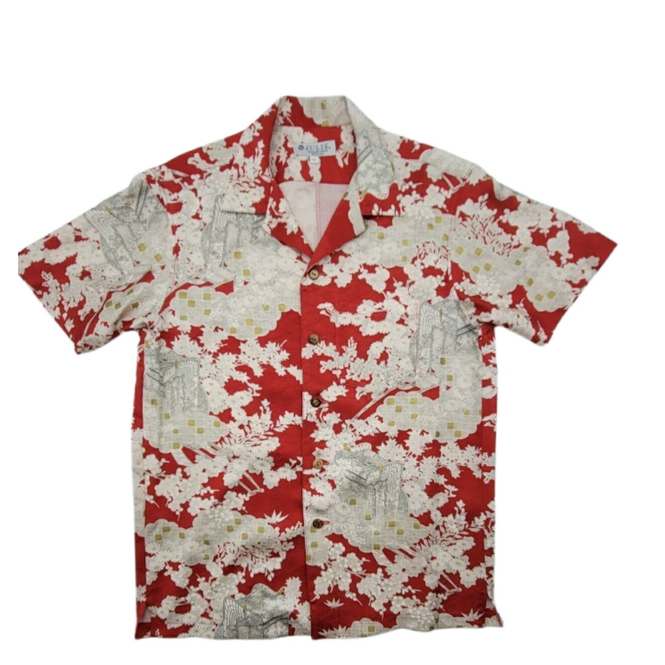 アロハシャツ 着物リメイク 着物シャツ 着物 着物アロハシャツ 和服 和柄 ドレスシャツ シャツ 半袖 男女兼用 シルク 正絹 国産 プレゼント 贈り物 一点も...