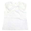 【マルーク 子供服 maarook 女の子 親子 ガールス ベビー ベビーギフト】 天竺メッシュ衿Tシャツ シロ(1)