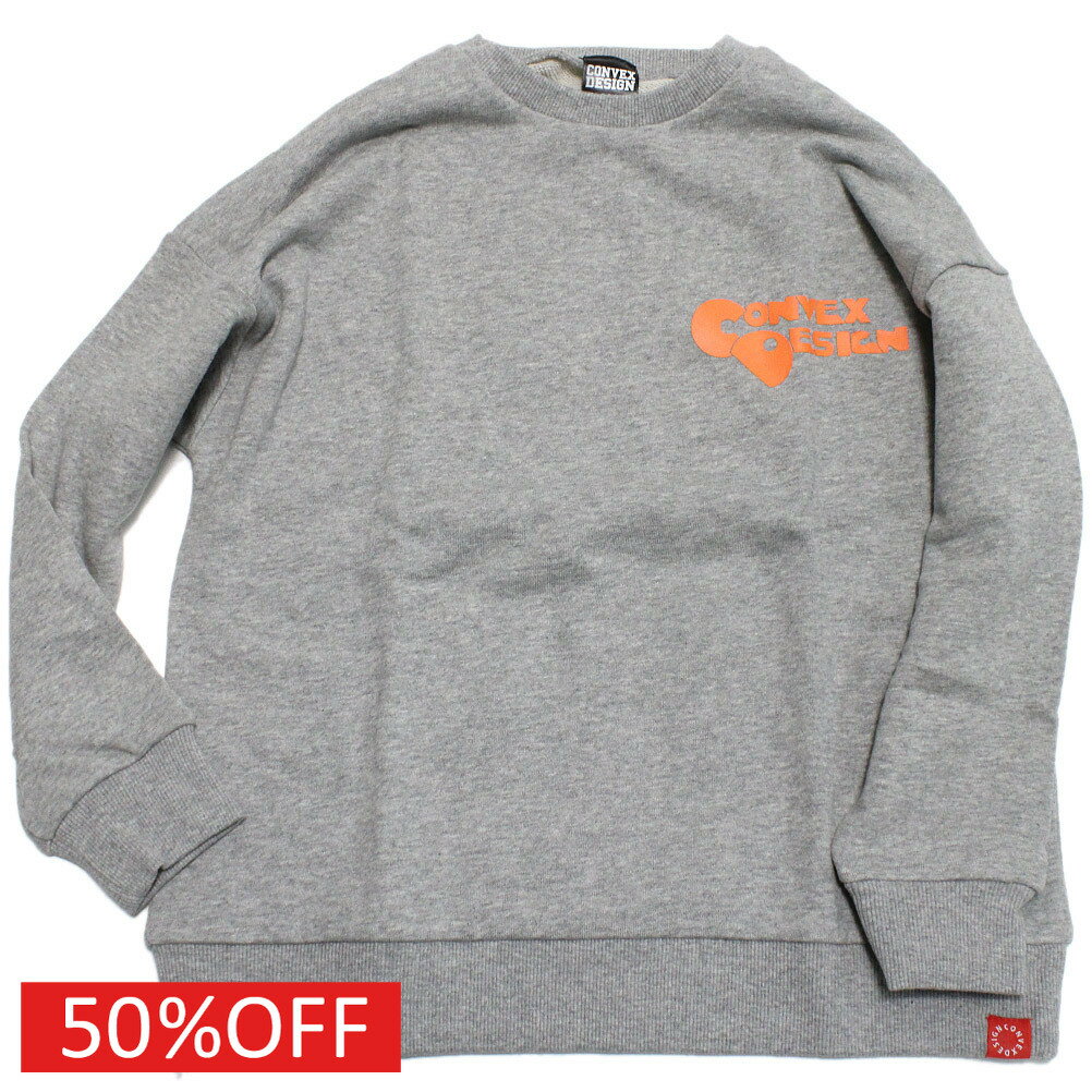 【CONVEX コンベックス 子供服 ジュニア キッズ】 セール 【50%OFF】 オレンジロゴ/ BIGトレーナー 杢グレー(15)