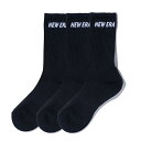 【ニューエラ キッズ/NEW ERA KIDS/帽子】 CREW 3PAIRS SOCKS (BLACK) ブラック