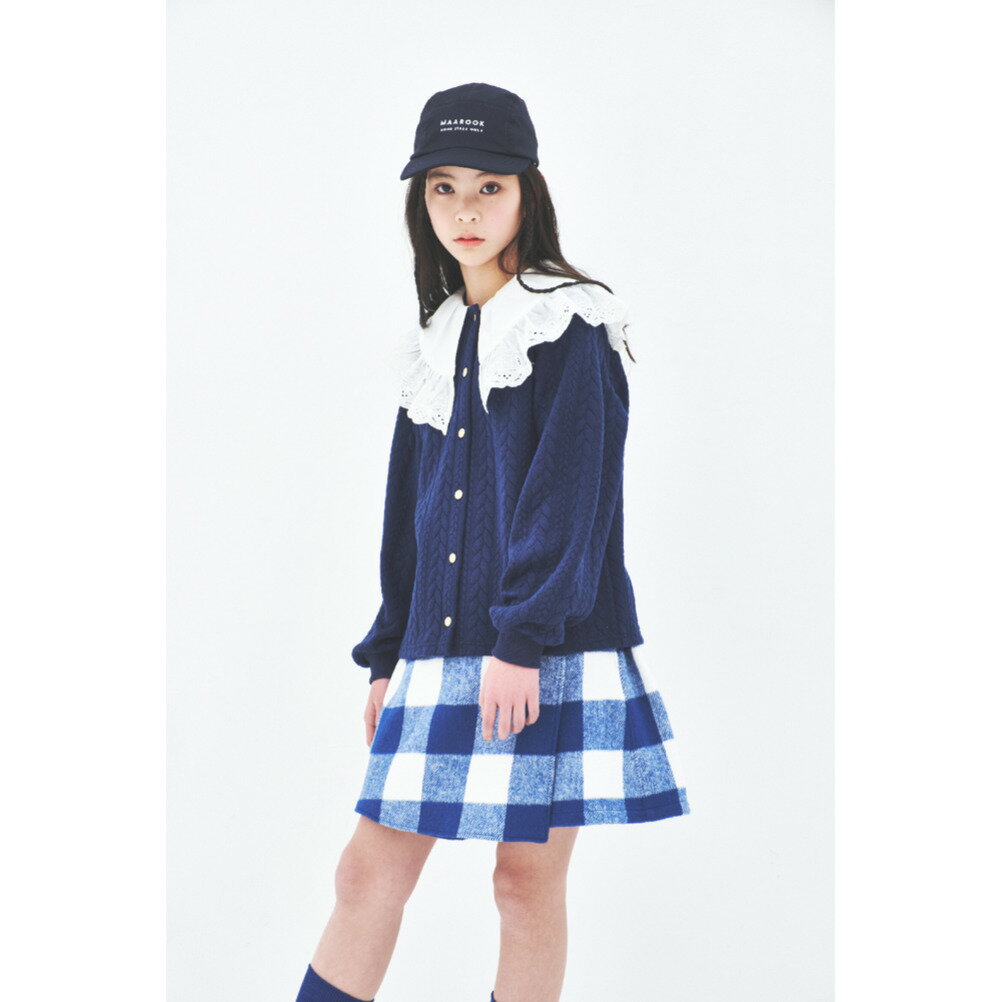 【マルーク 子供服 maarook 女の子 親子 ガールス ベビー ベビーギフト】 セール 【50%OFF】 ロープニットジャガードレース衿カーディガン コン(5) 2