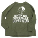 【DD×スヌーピー DENIM DUNGAREE×スヌーピーコラボ PEANUTS 子供服】 テンジク SNOOPY STAR TEE 9KHカーキ