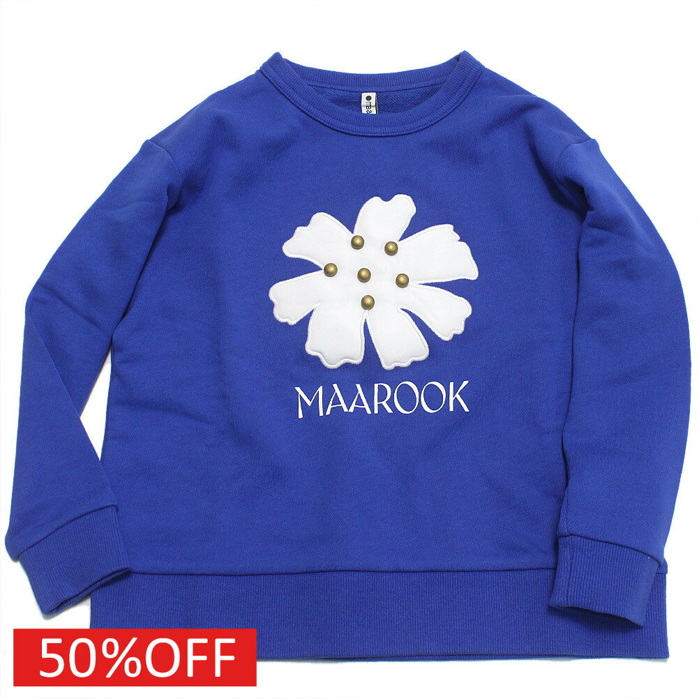 【マルーク 子供服 maarook 女の子 親子 ガールス ベビー ベビーギフト】 セール 【50%OFF】 フラワーパッチワーク裏毛トレーナー ブルー(7)