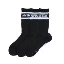 【ニューエラ キッズ/NEW ERA KIDS/帽子】 CREW 3PAIRS LINE SOCKS(BLACK) ブラック