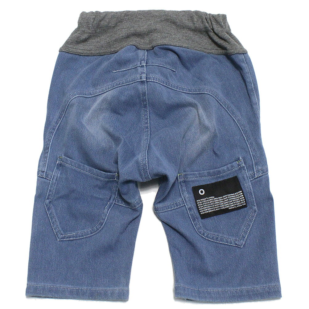 子供服サーカスの【オフィシャルチーム 子供服 OFFICIAL TEAM】 サルエルハーフパンツ(カットデニム) ブルー｜アングル2